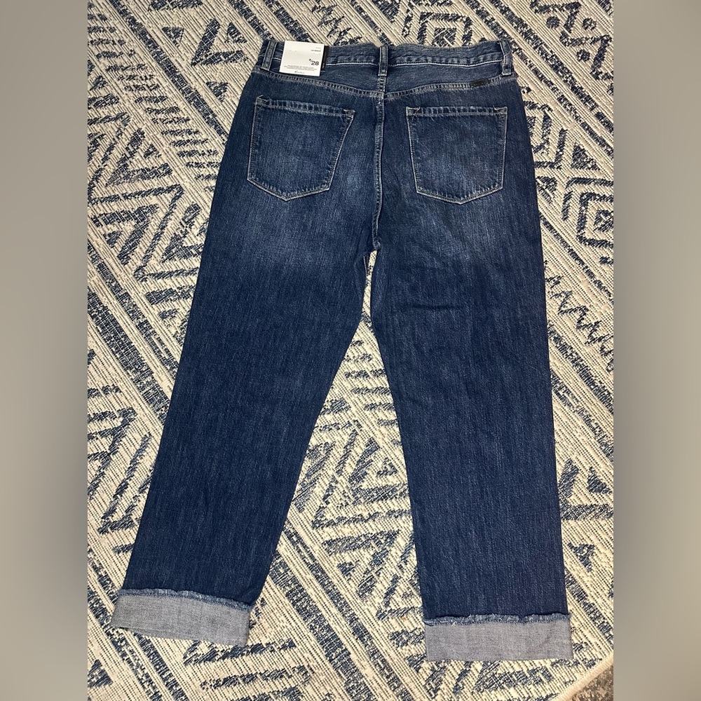 KANCAN high rise cuff straight leg cropped jeans - Picture 2 of 7